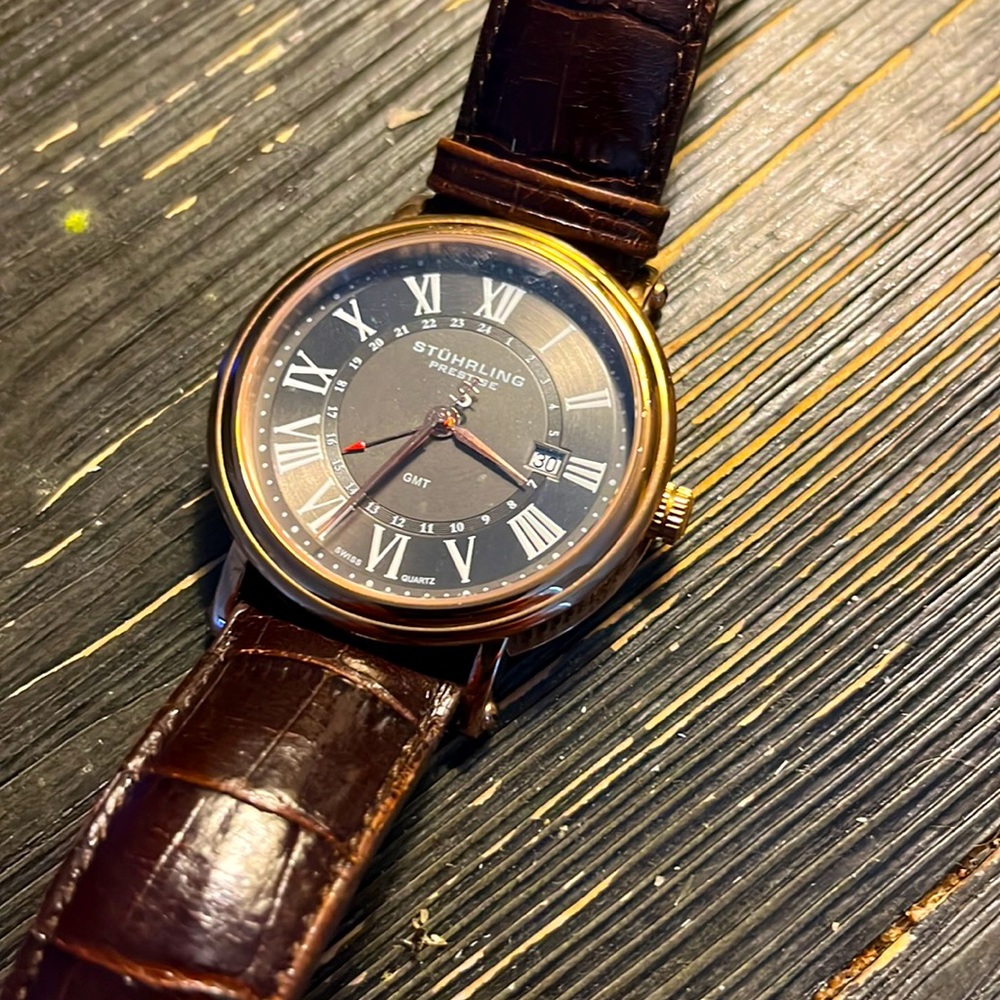Stuhrling rose gold dress watch